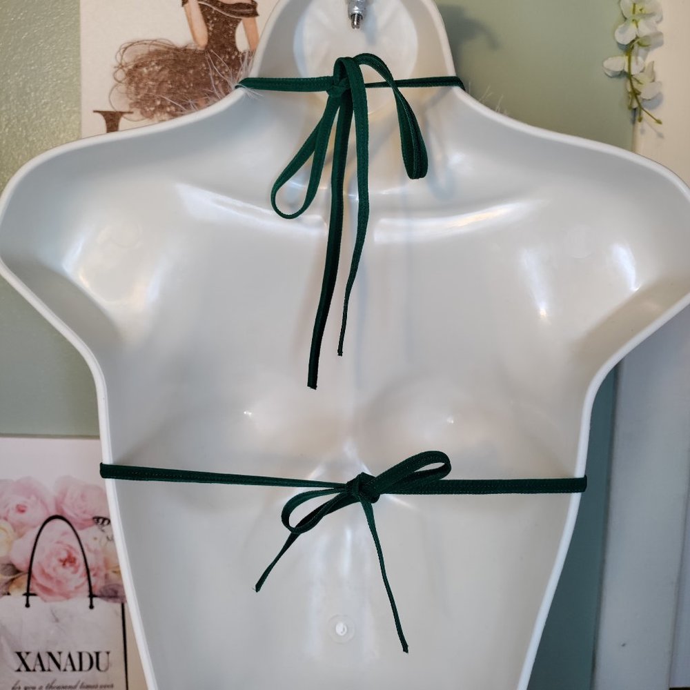 Christmas Lingerie Teddy Lingerie Green Halter V Neck Lace Bodysuit - Picture 8 of 10